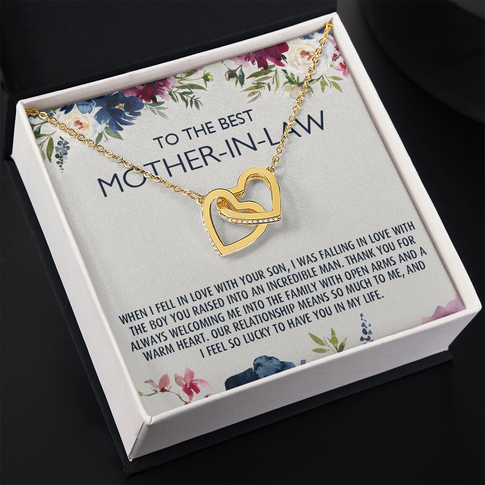 To My Mother-In-Law Gift Mothers Day Gift Necklace Mother-In-Law Gifts Jewelry Interlocking Hearts Necklace