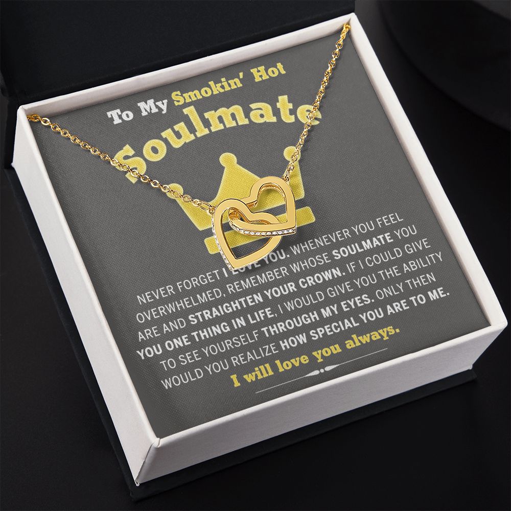 To My Soulmate Necklace for Women Birthday Valentines Day Jewelry Gifts For My Wife with Message Card Box Personalized Gift Present Pendant for Future Wife Soulmate Girlfriend Love 8 Interlocking Hearts Necklace