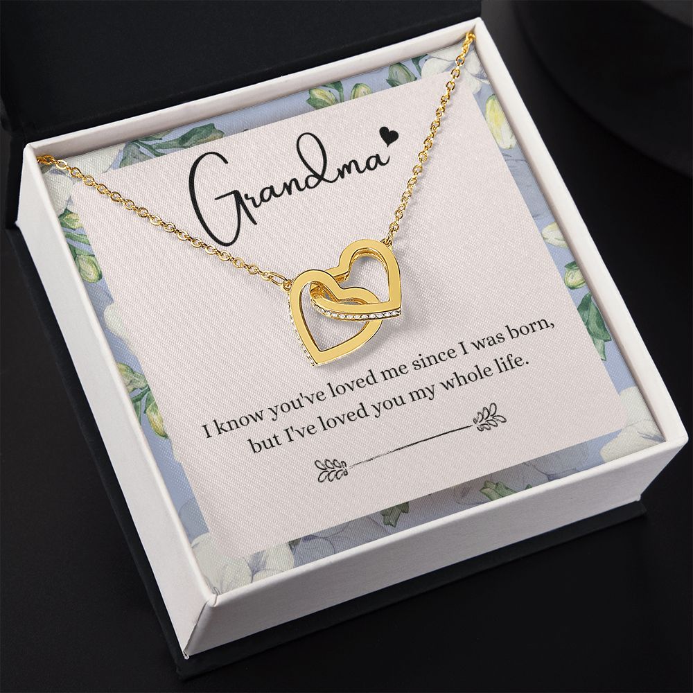 To My Grandma Necklace, Gift for Grandmother Necklace, Mothers Day Gift For Grandma Nana, Grandma Jewelry From Grandchildren GrandKids , Jewelry Box Gift For Grandma Grandmother9 Interlocking Hearts Necklace