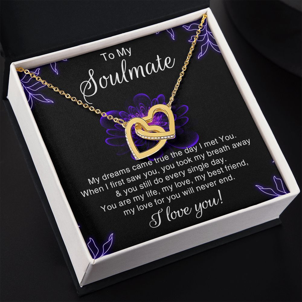 To My Soulmate Necklace for Women Birthday Christmas Jewelry Gifts For My Wife with Message Card Box Personalized Gift Present Pendant for Future Wife Soulmate Girlfriend Love 7 Interlocking Hearts Necklace