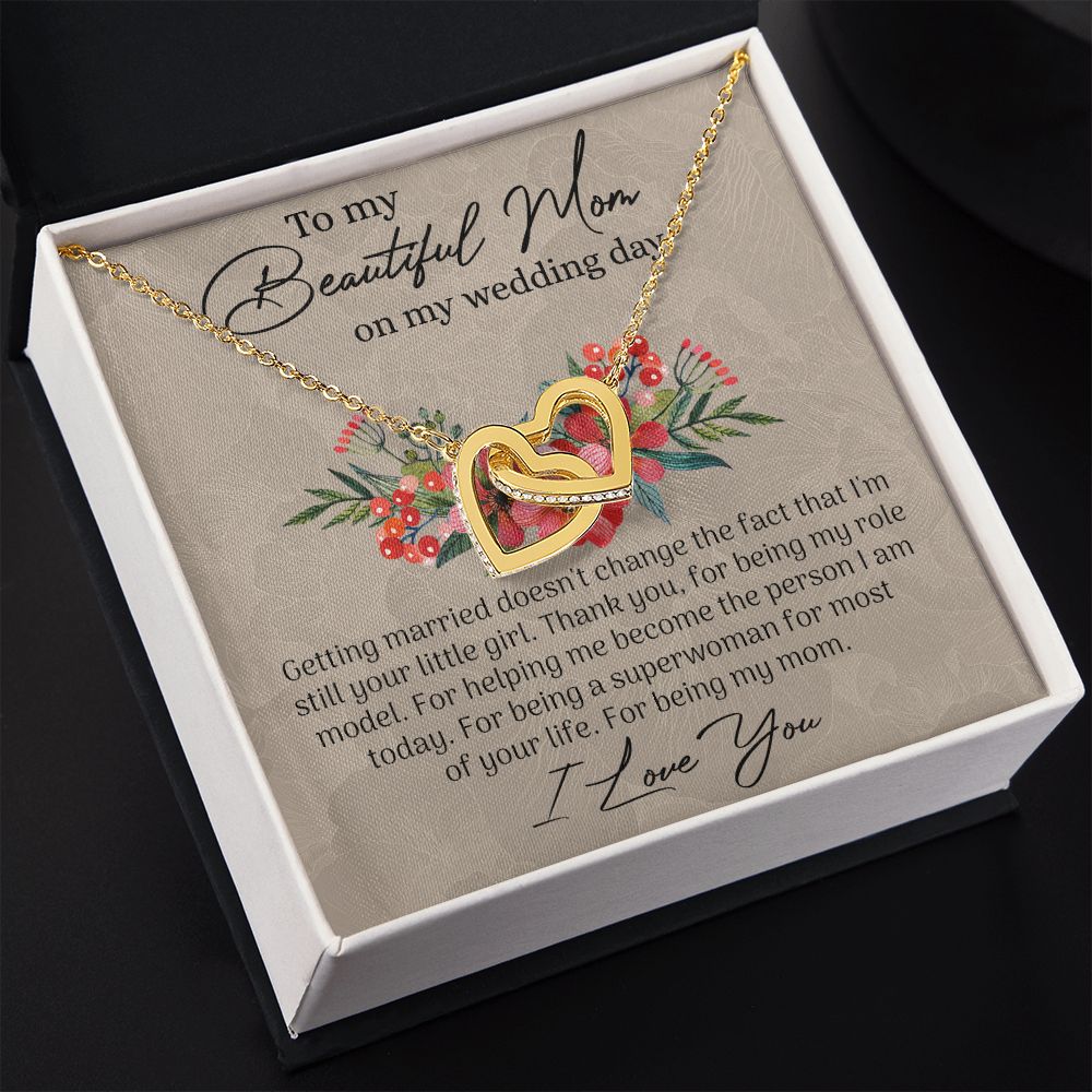 Mom Wedding Gift from Bride, Gift for Mom on Wedding Day, Mother of the Bride Necklace, Wedding Gift for Mom, Bride to Mom Gift Interlocking Hearts Necklace