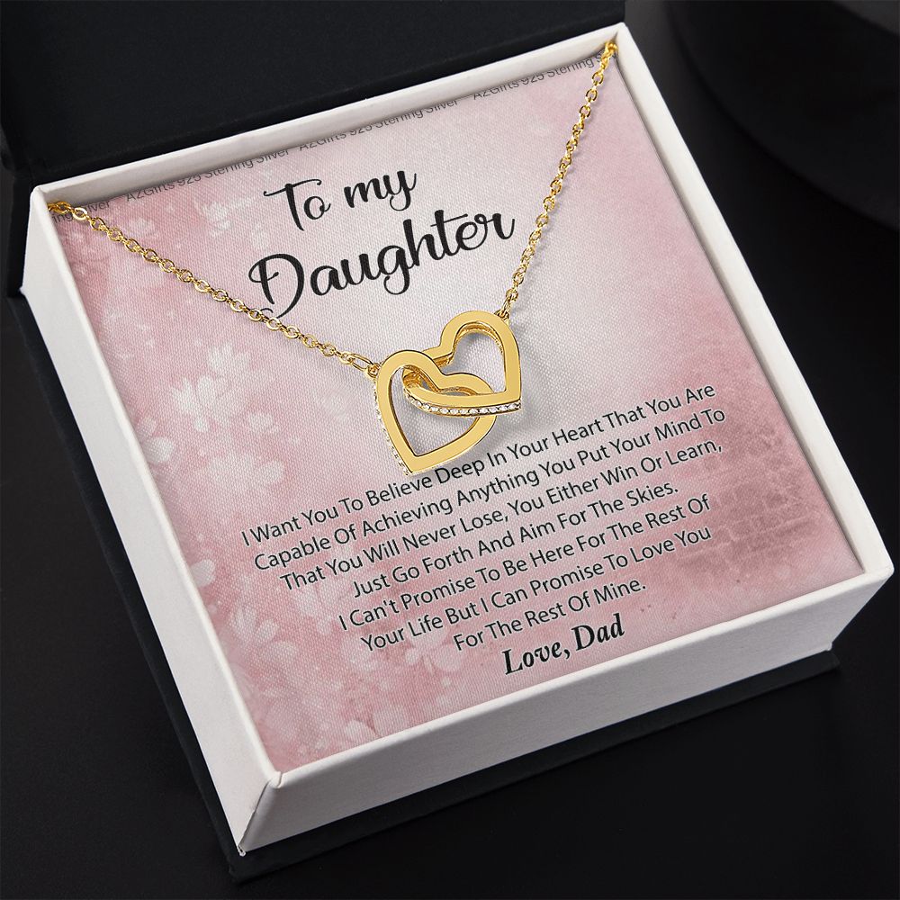 To My Daughter Necklace Gift From Mom I Love You Forever and Always Hearts Necklace For Daughter Present for Birthday Anniversary Christmas Valentine's Day Interlocking Hearts Necklace