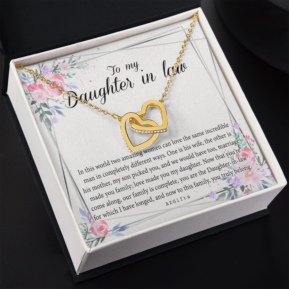 Daughter In Law Gifts Ideas, Daughter In Law Necklace, Gifts For Future Daughter In Law, Daughter In Law Birthday Gifts, Daughter-in-law Gifts From Mother In Law, Birthday Gifts For Daughter Interlocking Hearts Necklace