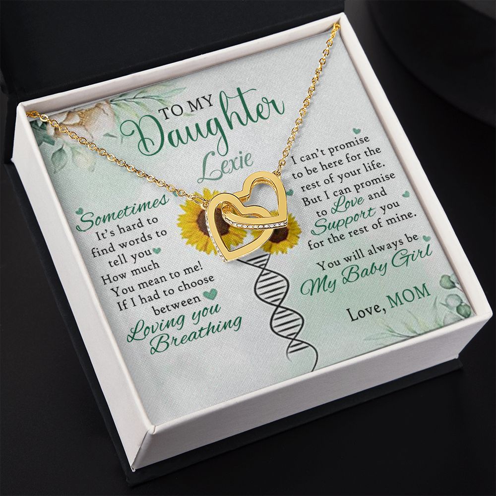 Jewelry Pendant Present for Daughter, To My Daughter Gift Necklace from Mom, Mother Daughter Gift Ideas, Birthday Christmas Gift Graduation Gifts for Daughters, Mother and Daughter Necklace 17 Interlocking Hearts Necklace