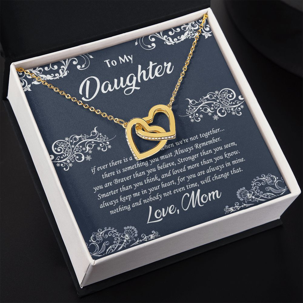 Jewelry Pendant Present for Daughter, To My Daughter Gift Necklace from Mom, Mother Daughter Gift Ideas, Birthday Christmas Gift Graduation Gifts for Daughters, Mother and Daughter Necklace 19 Interlocking Hearts Necklace