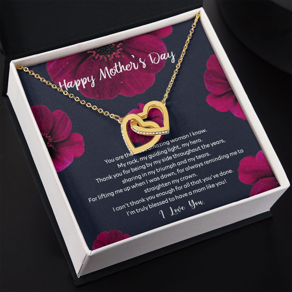 Mom Necklace Gifts for Mom from Daughter to Mom Gifts for Mothers Day from Daughter, To My Mom Necklace from Daughter to Mom Birthday Gifts Necklace with Message Card and Gift Box2235 Interlocking Hearts Necklace