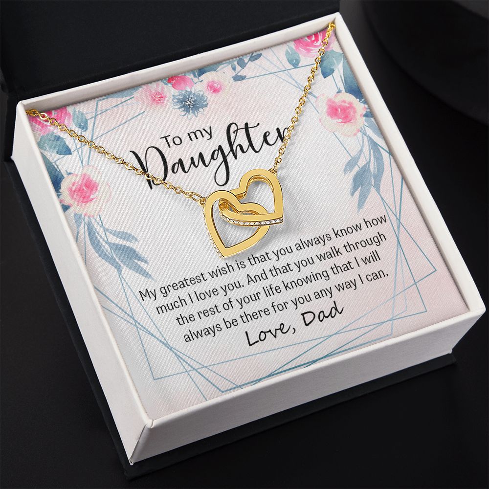 To My Daughter Gift Necklace from Mom, Mother and Daughter Necklace for Girls, Mother Daughter Gift Ideas, Jewelry Pendant Interlocking Hearts Necklace