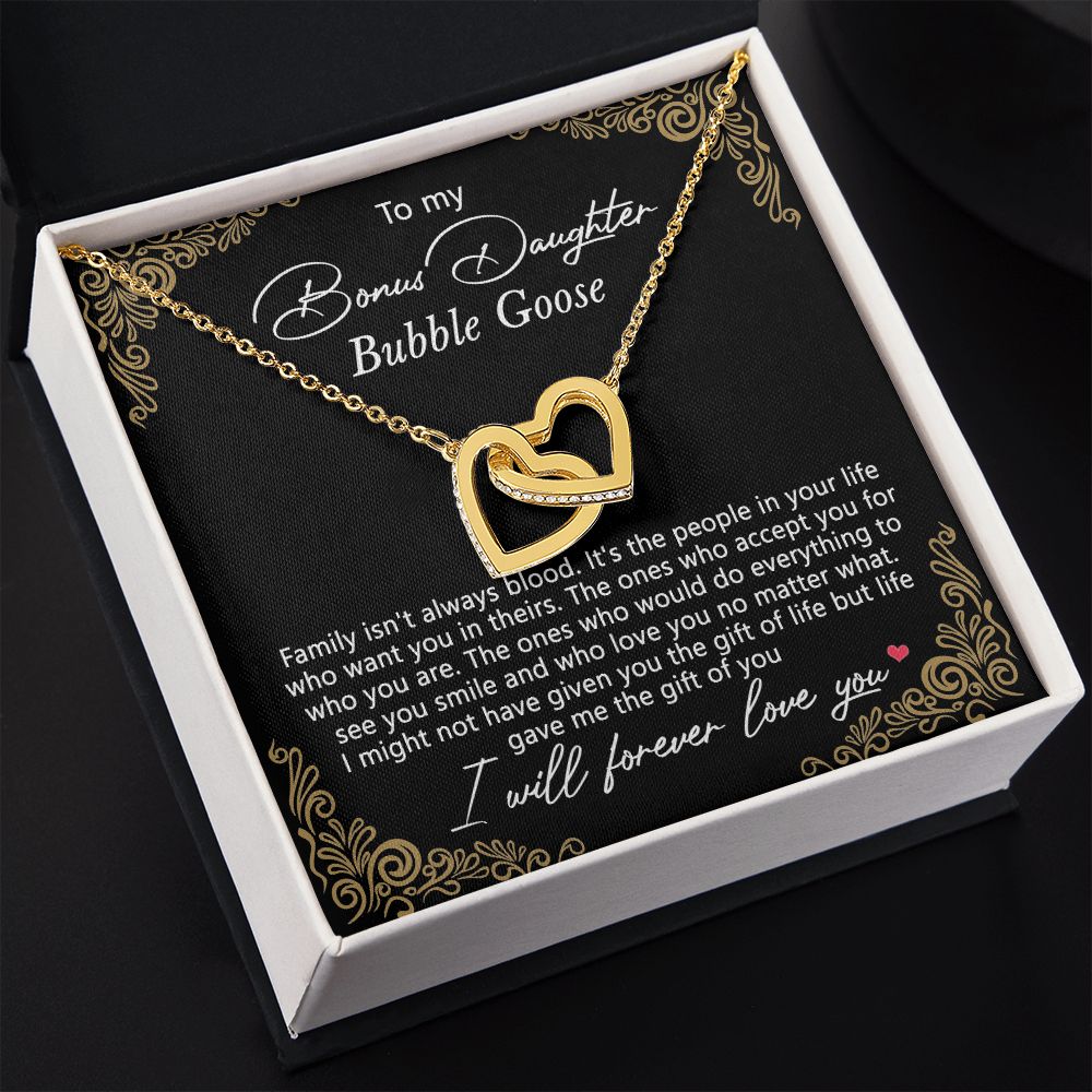 Bonus Daughter Gifts From Stepdad, Step Daughter Gifts From Stepmom, Stepdaughter Gifts From Stepdad, Father Stepdaughter Necklace, To My Bonus Daughter Necklaces, Christmas Gifts For Bonus9 Interlocking Hearts Necklace