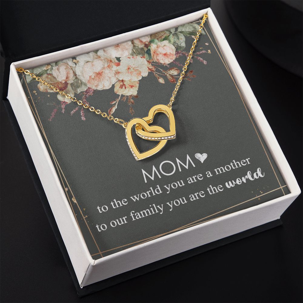 Mom Necklace Gifts for Mom from Daughter to Mom Gifts for Mothers Day from Daughter, To My Mom Necklace from Daughter to Mom Birthday Gifts Necklace with Message Card and Gift Box4 Interlocking Hearts Necklace