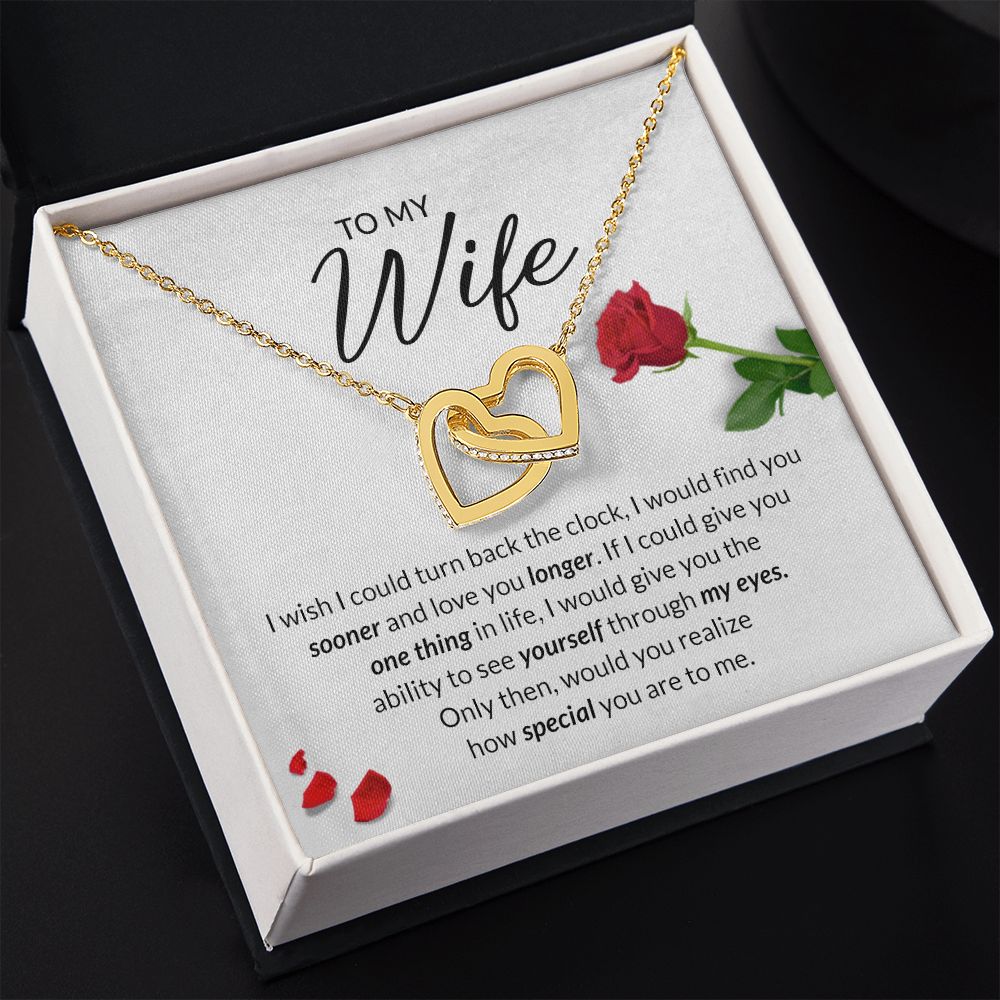 Birthday Gifts For Wife, Necklace Gifts For Wife From Husband, To My Wife Jewelry For Women , To My Wife Necklace  from Husband Wedding Anniversary Present For Wife, Beautiful Wife Jewelry Christmas22 Interlocking Hearts Necklace
