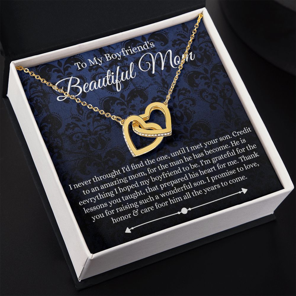To My Boyfriend's Mom Mother's Day Necklace, Mother-in-law Necklace, Necklace Gift For Boyfriend’s Mom, To My Boyfriends Mom Gift, Future Mother-in-law Necklace for Boyfriend's Mom Interlocking Hearts Necklace