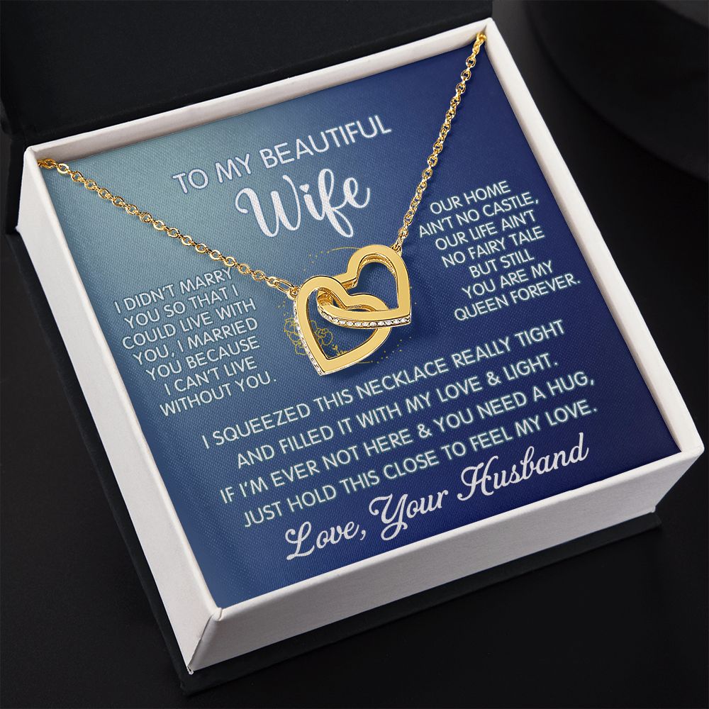 To My Beautiful Wife Necklace, Wedding Anniversary Jewelry For Women, Necklace For Wife from Husband, Gifts For Wife Birthday Gifts Necklace, Jewelry With Message Card In A Gift Box
