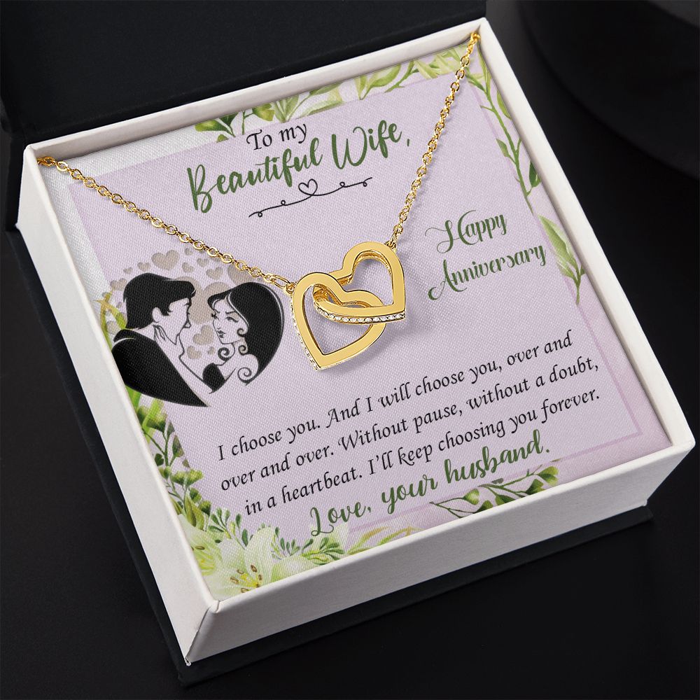 To My Beautiful Wife Necklace, Wedding Anniversary Jewelry For Women, Necklace For Wife from Husband, Gifts For Wife Birthday Gifts Necklace, Jewelry With Message Card In A Gift Box
