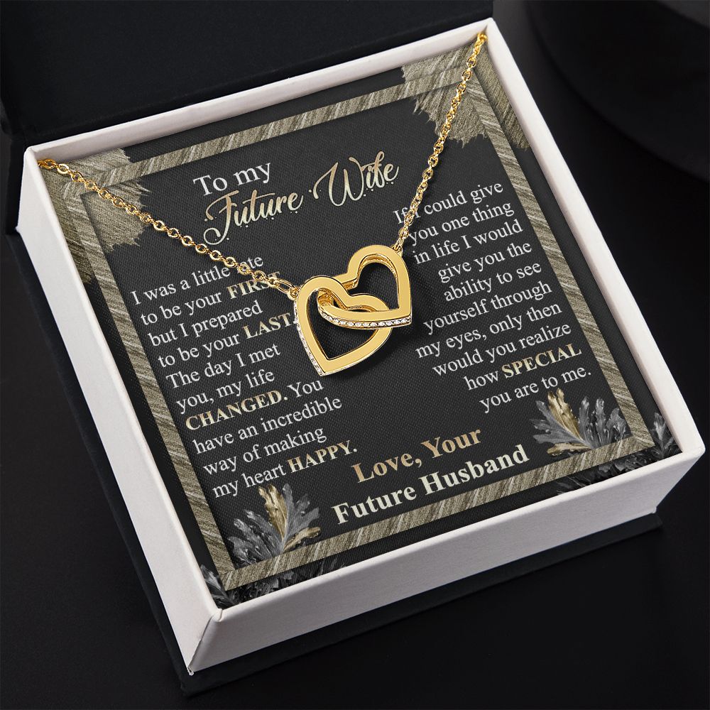 To My Future Wife Necklace from Boyfriend, Personalized Necklace for Women, Luxury Necklace for Girlfriend, Wedding Anniversary Present For Her, Girlfriend Gift Jewelry Christmas Birthday Gift Interlocking Hearts Necklace