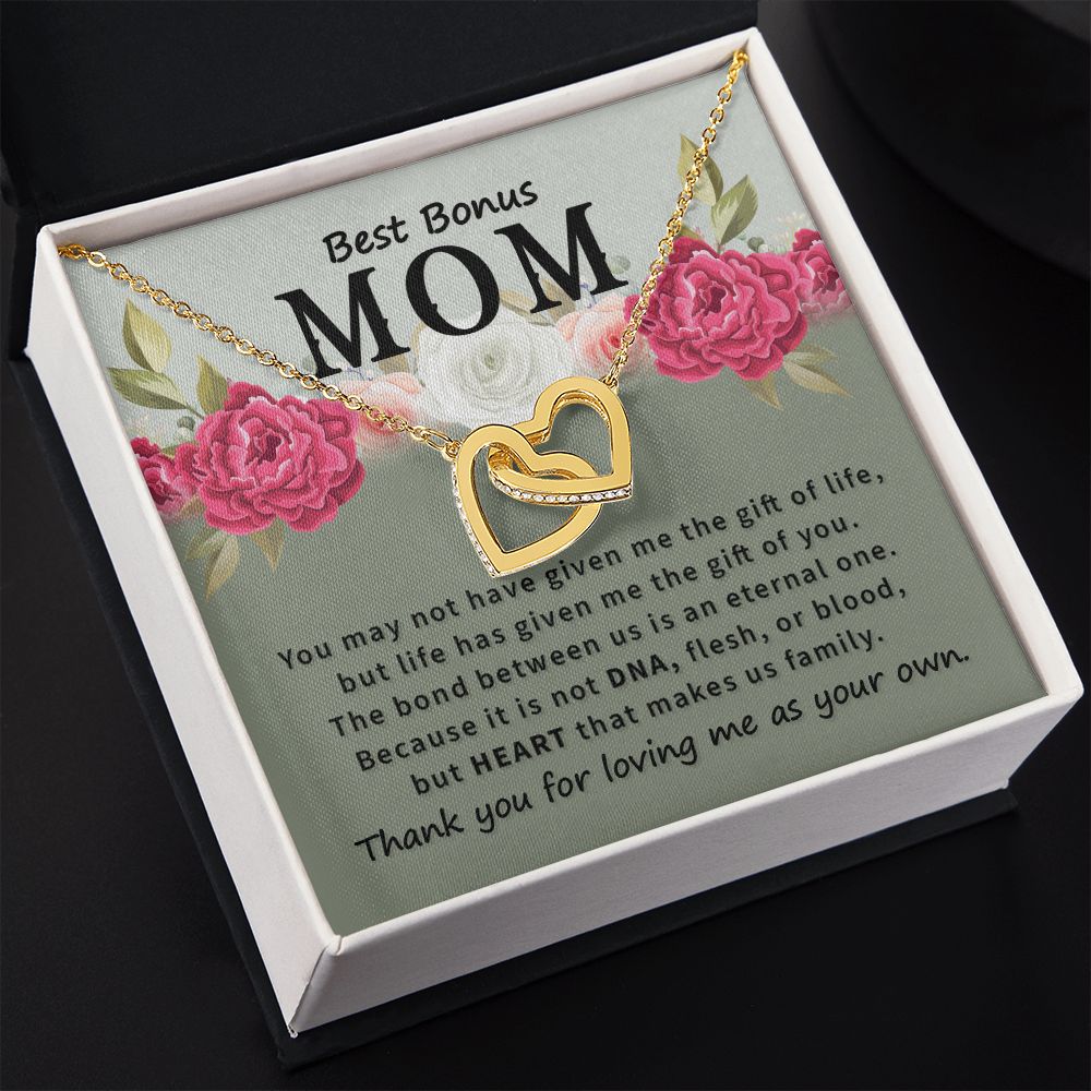 Mother Daughter Necklace as Daughter Gift from Mom, Mom Necklace as Christmas Gift for Mom from Son, Birthday Gift for Mother in Law Necklace, Bonus Mom Gifts for Step Mom Necklace2 Interlocking Hearts Necklace