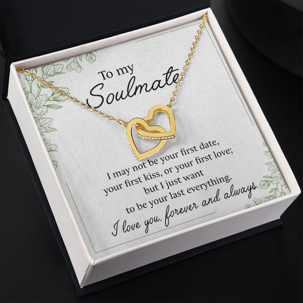 To My Soulmate Necklace for Women Birthday Christmas Jewelry Gifts For My Wife with Message Card Box Personalized Gift Present Pendant for Future Wife Soulmate Girlfriend Love 25 Interlocking Hearts Necklace