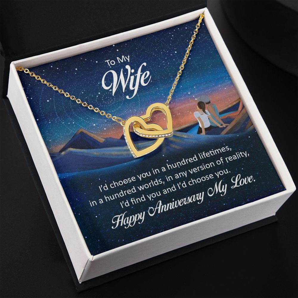 Birthday Gifts For Wife, Necklace Gifts For Wife From Husband, To My Wife Jewelry For Women , To My Wife Necklace  from Husband Wedding Anniversary Present For Wife, Beautiful Wife Jewelry Christmas26 Interlocking Hearts Necklace