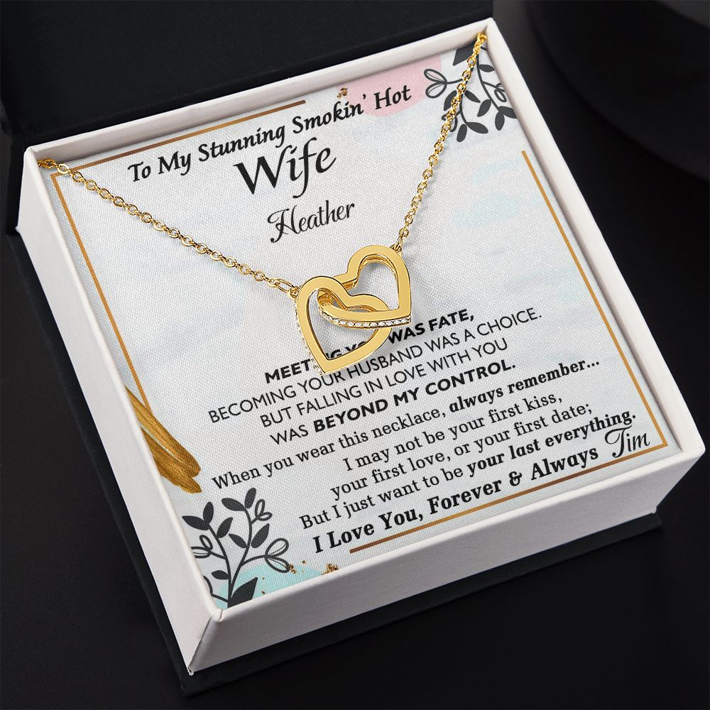 To My Wife Necklace from Husband, Personalized Necklace for Women, Luxury Necklace for Wife from Man Men, Wedding Anniversary Present For Wife, Beautiful Wife Jewelry Christmas Birthday Gift For Wife22 Interlocking Hearts Necklace