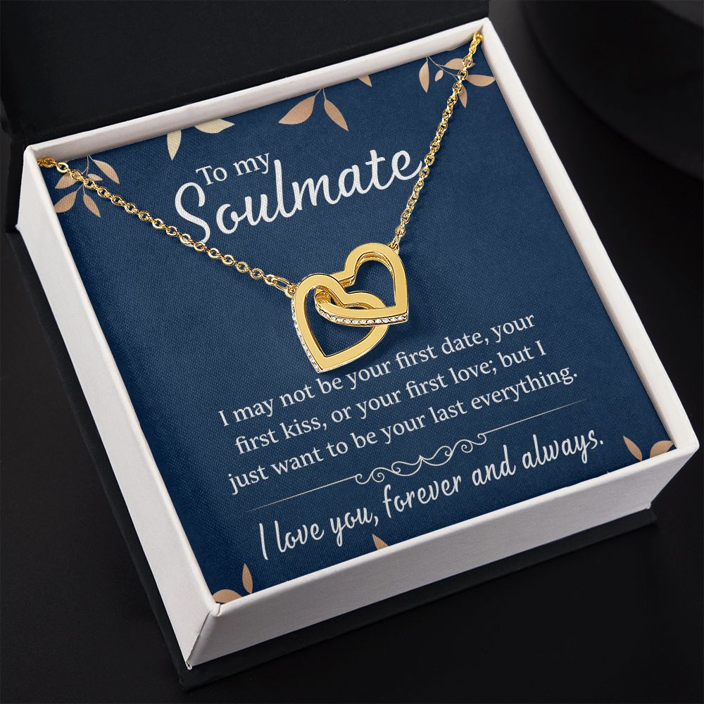 To My Soulmate Necklace for Women Birthday Christmas Jewelry Gifts For My Wife with Message Card Box Personalized Gift Present Pendant for Future Wife Soulmate Girlfriend Love 21 Interlocking Hearts Necklace