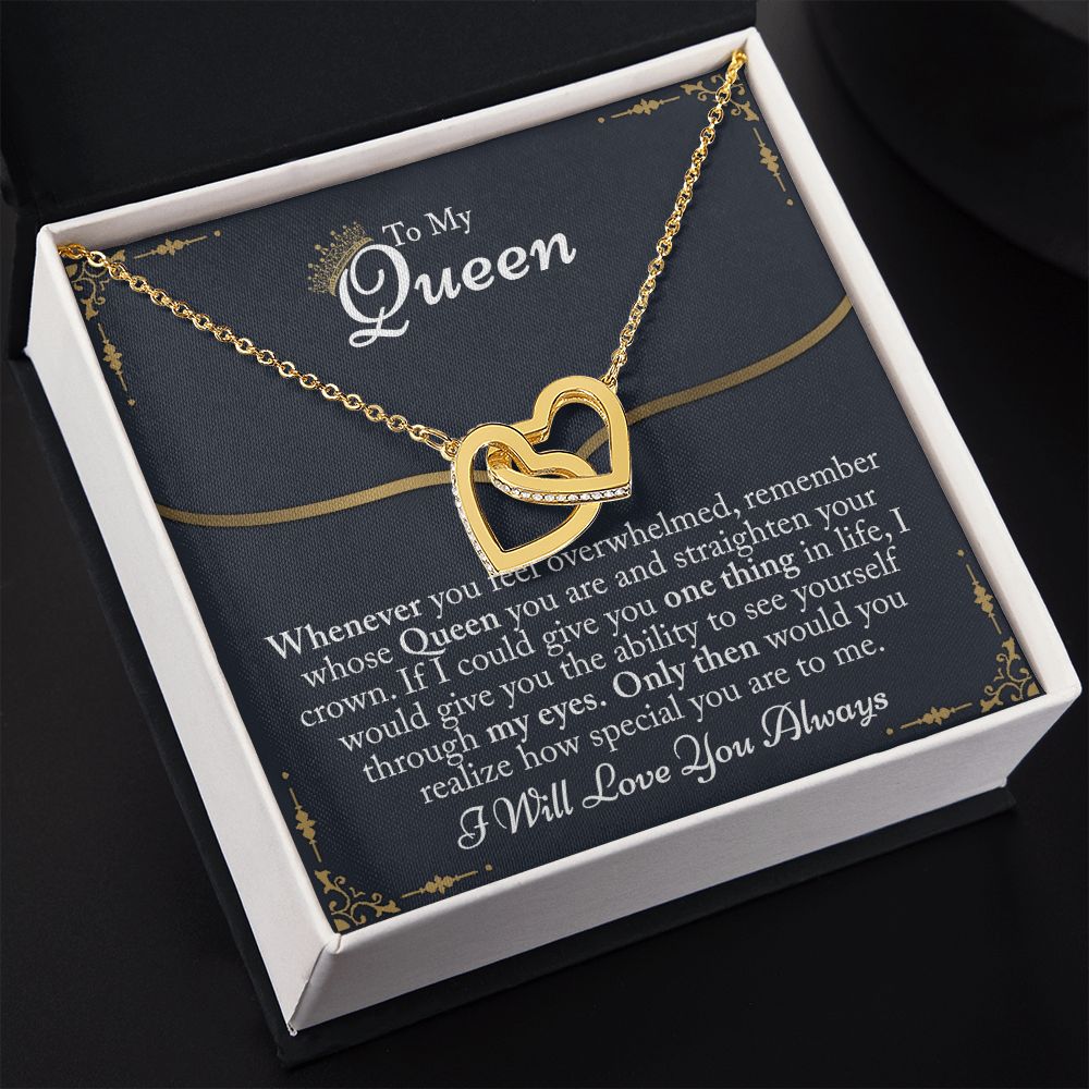 To My Queen Gift For Her Jewelry Gift Her Gift for Her Christmas Necklace Interlocking Hearts Necklace