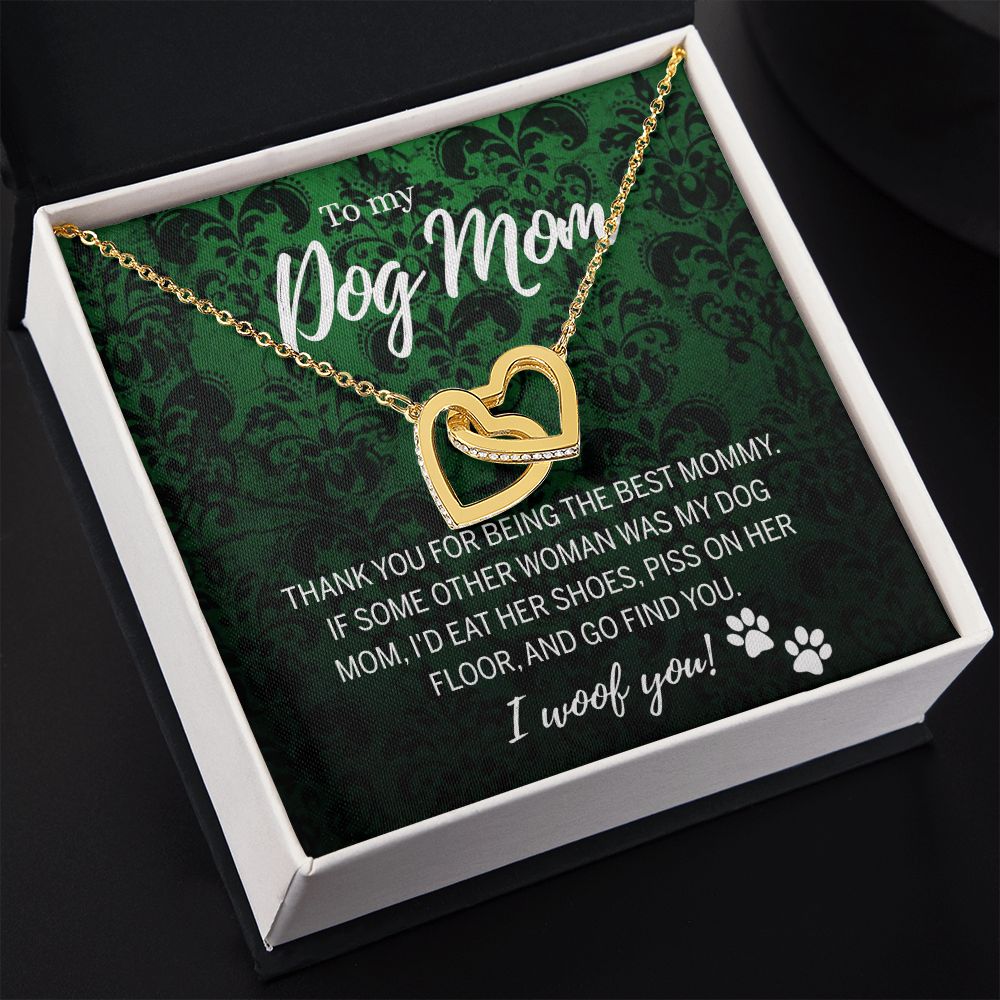 To My Dog Mom Necklace with Message Card Mother's Day Gift for Dog Mom Dog Mom Gift Dog Mom Mothers Day Necklace for Dog Mom Mother Birthday Gift Dog Lover Necklace for Women Interlocking Hearts Necklace