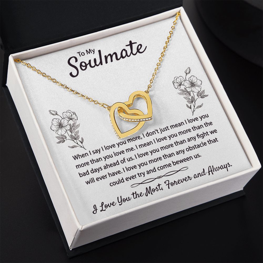 To My Soulmate Necklace for Women Birthday Christmas Jewelry Gifts For My Wife with Message Card Box Personalized Gift Present Pendant for Future Wife Soulmate Girlfriend Love 9 Interlocking Hearts Necklace