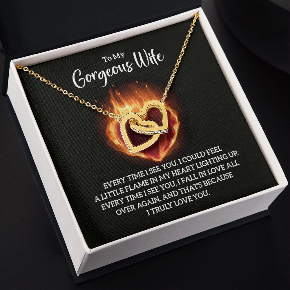 Birthday Gifts For Wife, Necklace Gifts For Wife From Husband, To My Wife Jewelry For Women , To My Wife Necklace  from Husband Wedding Anniversary Present For Wife, Beautiful Wife Jewelry Christmas32 Interlocking Hearts Necklace