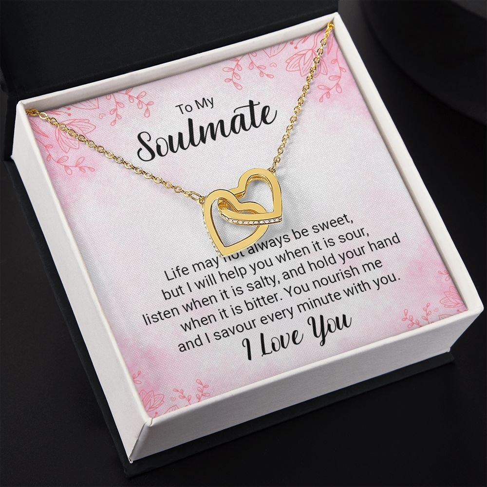 To My Soulmate Necklace for Women Birthday Christmas Jewelry Gifts For My Wife with Message Card Box Personalized Gift Present Pendant for Future Wife Soulmate Girlfriend Love 15 Interlocking Hearts Necklace