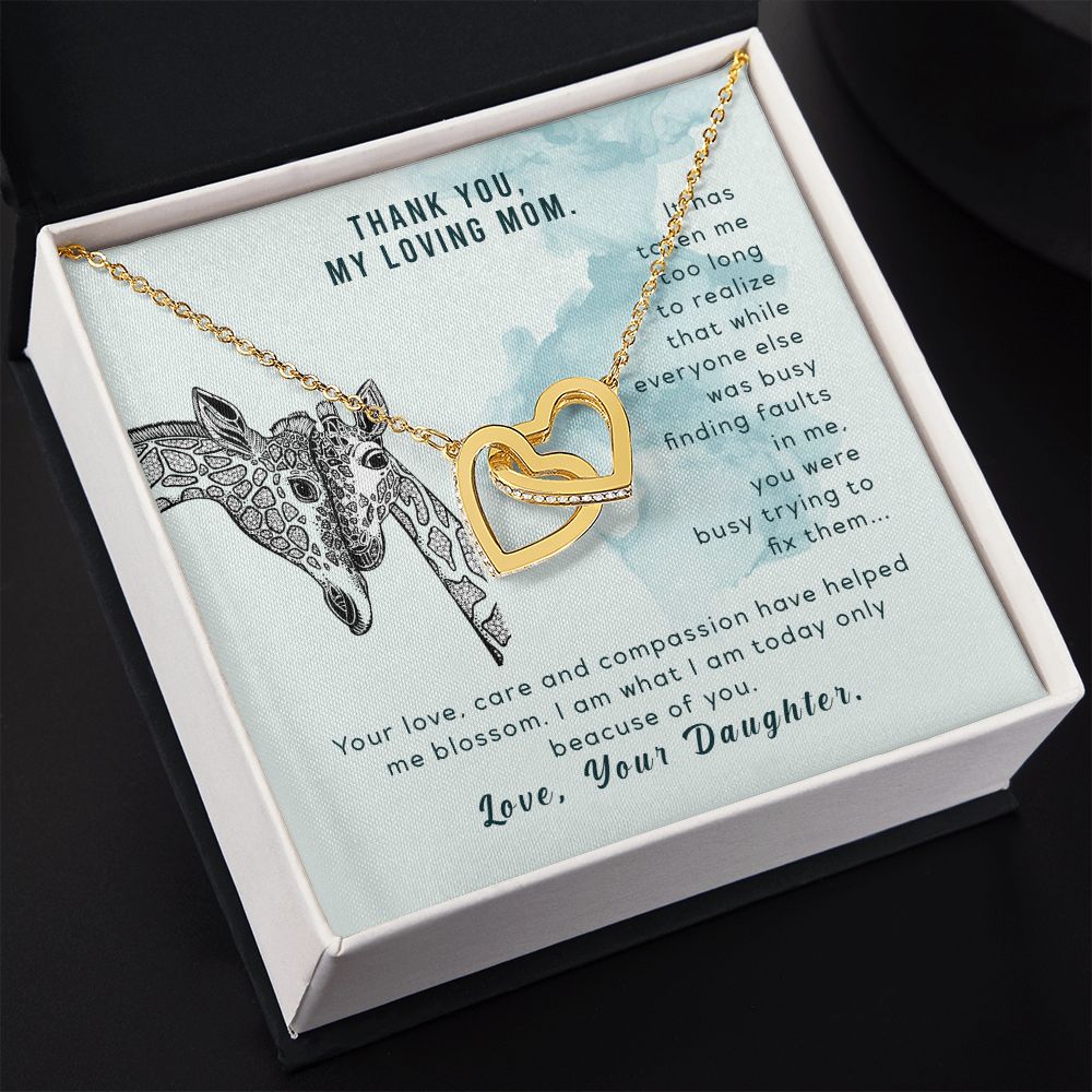 To My Thank You My Loving Mom Giraffe Necklace Pendant Gift From Mom Necklace Gift For To Daughter Birthday Daughter In Law Gift On Birthday Anniversary Gift 30821 Interlocking Hearts Necklace
