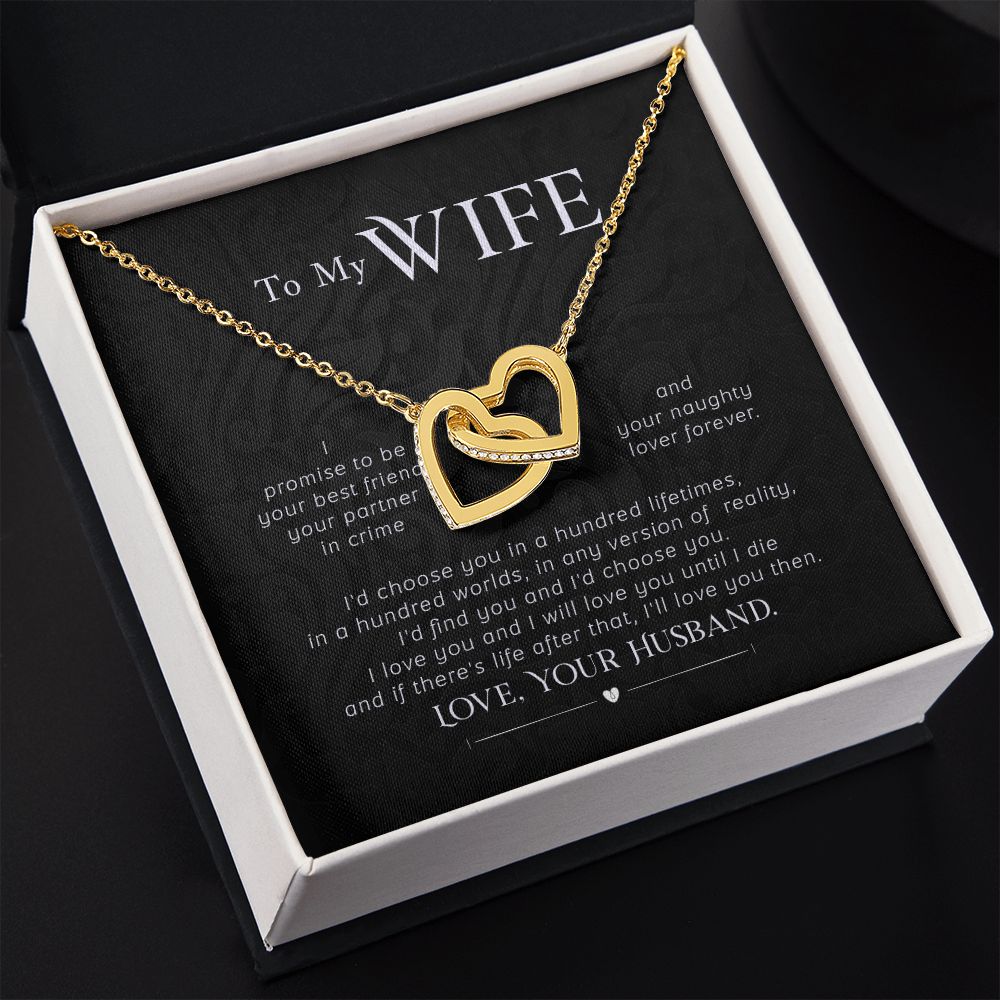 To My Wife Necklace Pendant Gift From Husband I'll Love You Then With Message Card and Gift Box. Valentine's Day Gift For Wife Future Wife Interlocking Hearts Necklace