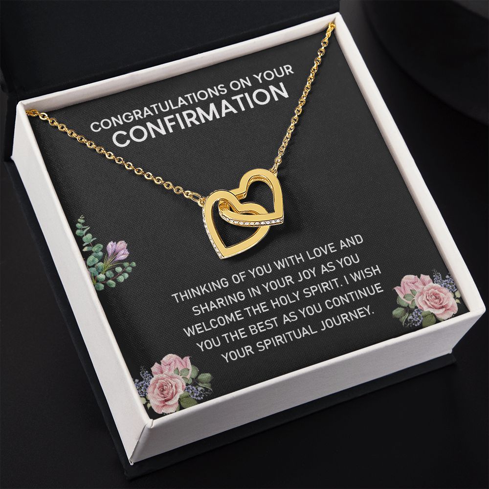 Congratulations On Your Confirmation Love Knot Necklace, Confirmation Gift Interlocking Hearts Necklace