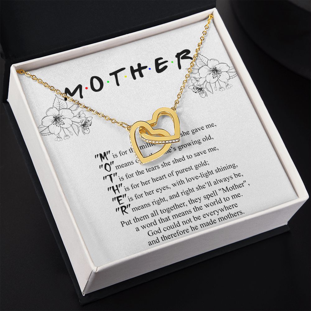 Mom Necklace Gifts for Mom from Daughter to Mom Gifts for Mothers Day from Daughter, To My Mom Necklace from Daughter to Mom Birthday Gifts Necklace with Message Card and Gift Box2224 Interlocking Hearts Necklace