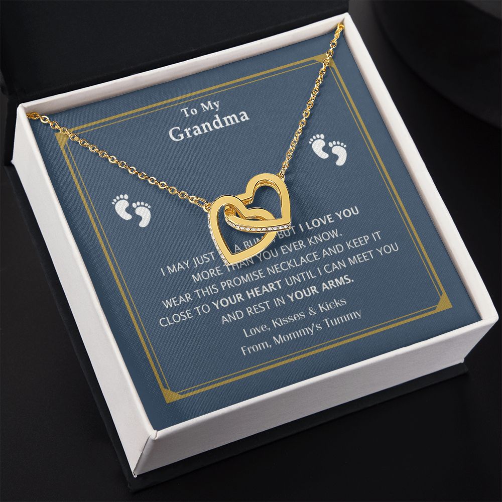 To My Grandma Necklace, Gift for Grandmother Necklace, Mothers Day Gift For Grandma Nana, Grandma Jewelry From Grandchildren GrandKids , Jewelry Box Gift For Grandma Grandmother17 Interlocking Hearts Necklace