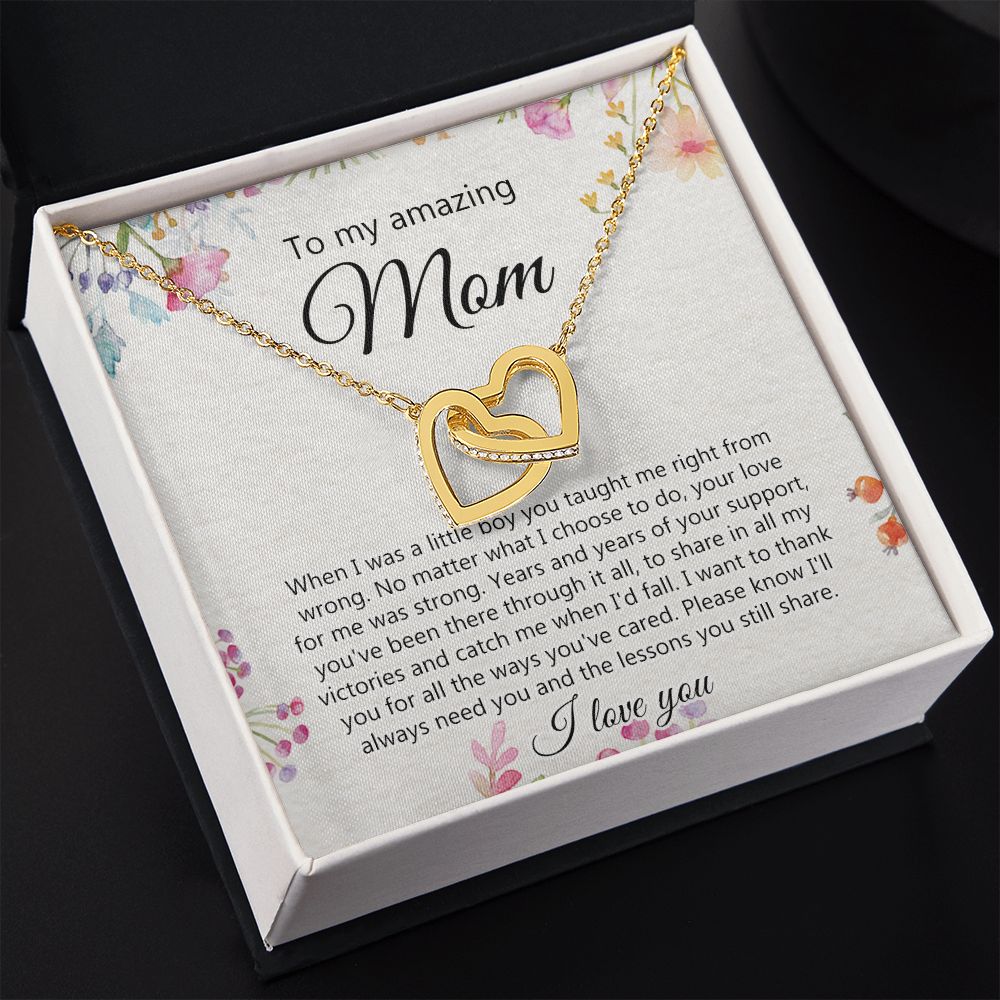 To My Amazing Mom Necklace for Mother Day Gift From Son, Gift For Mom From Son, Necklace Gift For Mom Son Gift For Mother Gift Thank You Mom, Mother Necklace Birthday Gift for Mom Interlocking Hearts Necklace