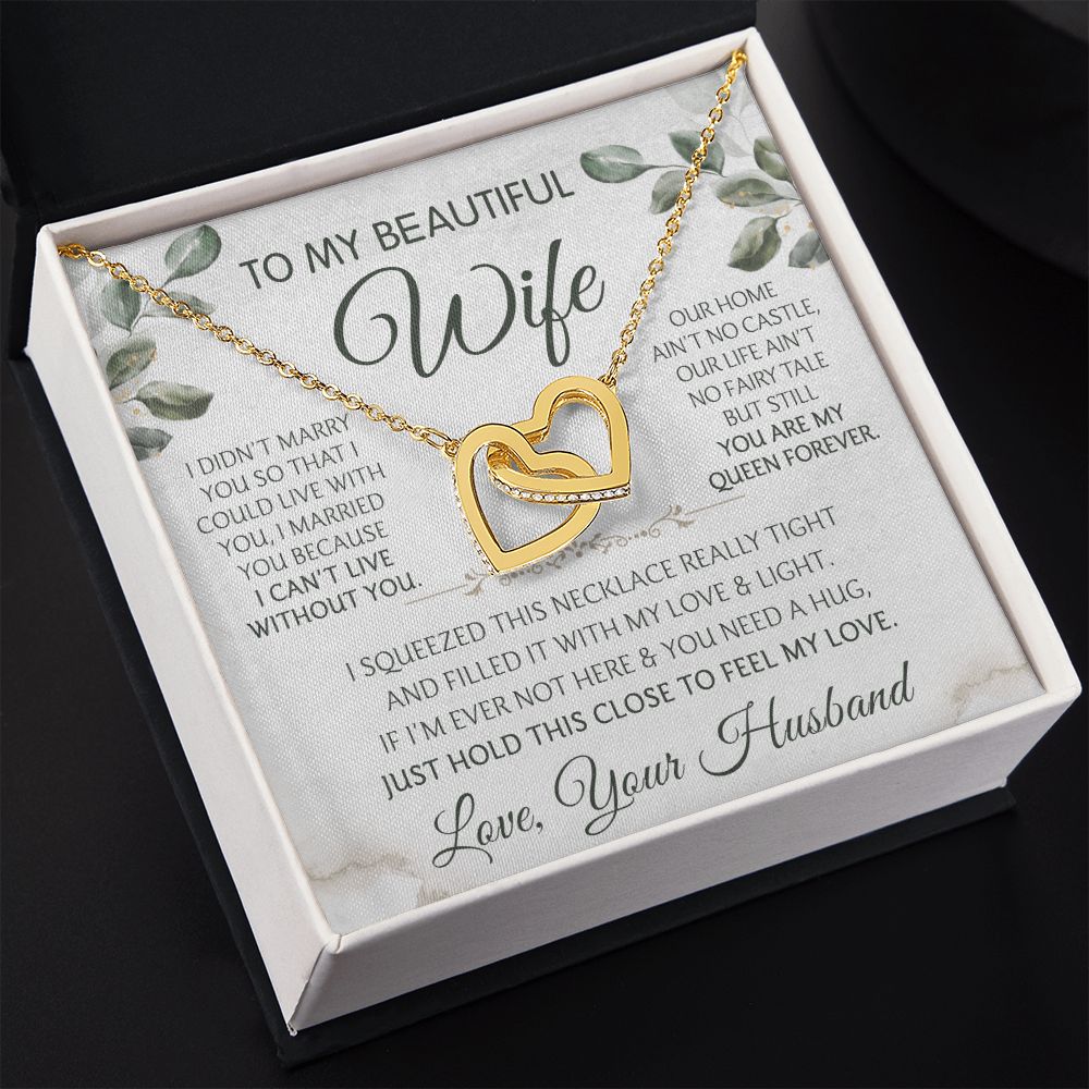 To My Beautiful Wife Necklace, Wedding Anniversary Jewelry For Women, Necklace For Wife from Husband, Gifts For Wife Birthday Gifts Necklace, Jewelry With Message Card In A Gift Box