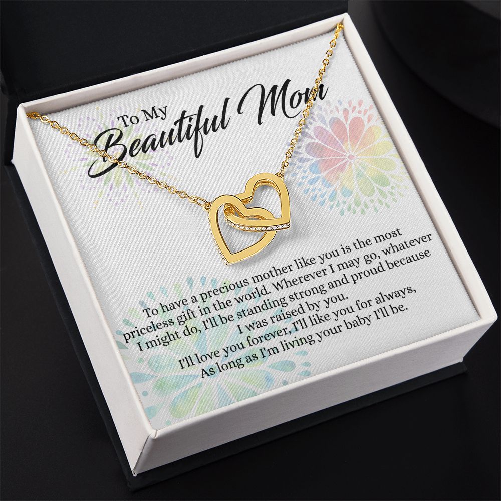 To My Mom Necklace, Gift For Mom, Mother's Day Gift from Daughter, Mom Jewelry Gift for Mothers Day, Birthday Gift for Mother, Moms Gift from Daughter Son, Necklace for Mom Mother 4 Interlocking Hearts Necklace