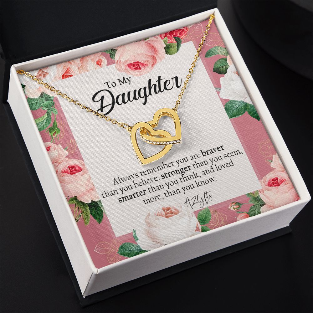To My Daughter Gift Necklace from Mom, Mother and Daughter Necklace for Girls, Mother Daughter Gift Ideas, Jewelry Pendant Interlocking Hearts Necklace