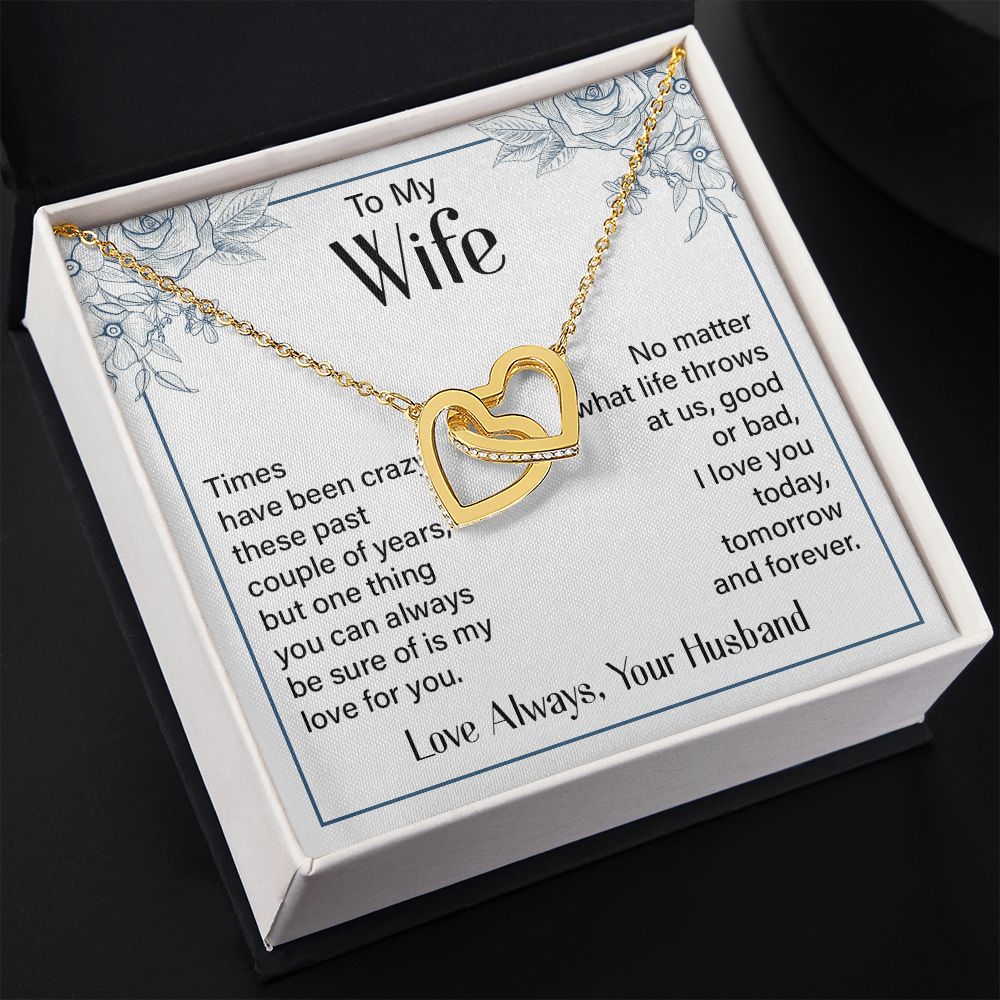 To My Wife Necklace from Husband, Personalized Necklace for Women, Luxury Necklace for Wife from Man Men, Wedding Anniversary Present For Wife, Beautiful Wife Jewelry Christmas Birthday Gift For Wife20 Interlocking Hearts Necklace