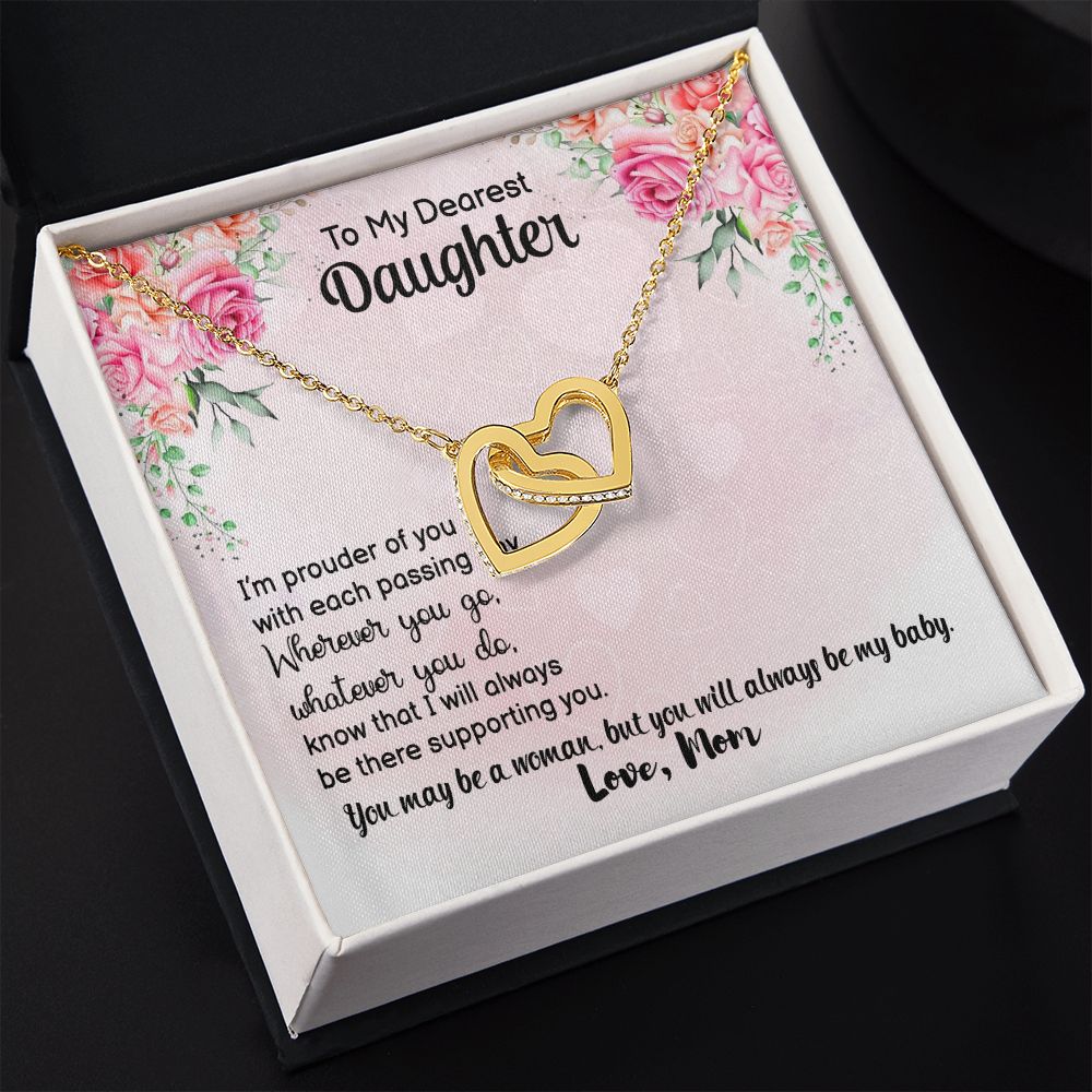 To My Daughter Necklace Gift from Mom, Mother and Daughter Jewelry Necklace for Girls, Mother Daughter Gift Ideas, Jewelry Pendant Necklace Interlocking Hearts Necklace