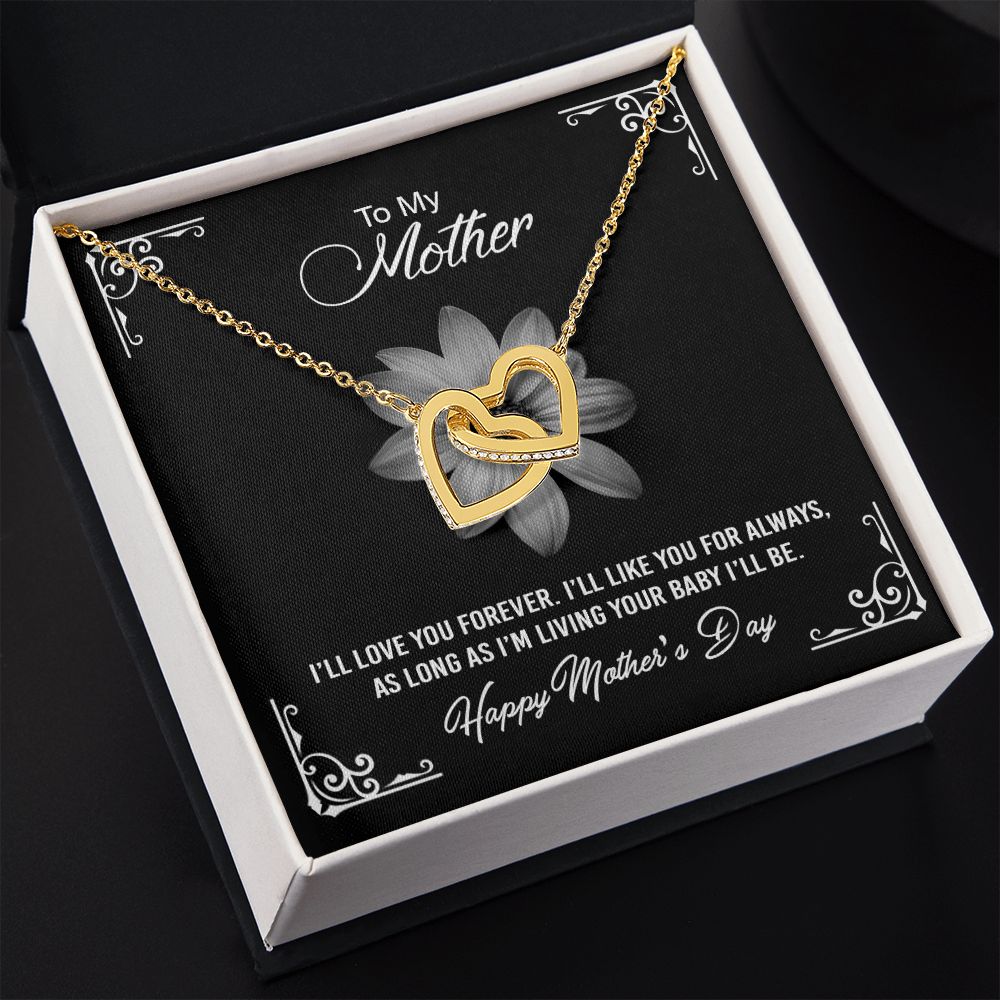 Mom Necklace Gifts for Mom from Daughter to Mom Gifts for Mothers Day from Daughter, To My Mom Necklace from Daughter to Mom Birthday Gifts Necklace with Message Card and Gift Box2247 Interlocking Hearts Necklace