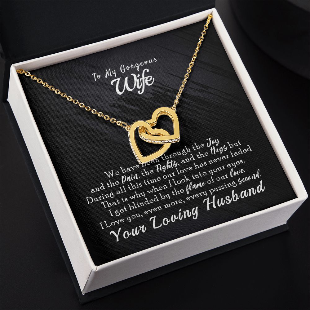 To My Wife Necklace from Husband, Personalized Necklace for Women, Luxury Necklace for Wife from Man Men, Wedding Anniversary Present For Wife, Beautiful Wife Jewelry Christmas Birthday Gift For Wife14 Interlocking Hearts Necklace