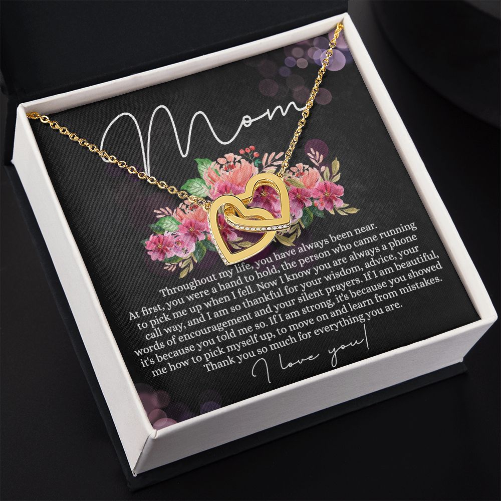 To My Mom Necklace, Mom Gifts, Mom Jewelry Box, Necklace for Mom, Gifts for Mom, Mother's Day Necklace Jewelry Gift For Mom, Birthday Gift For Mom, Thank you Mom Gift Interlocking Hearts Necklace