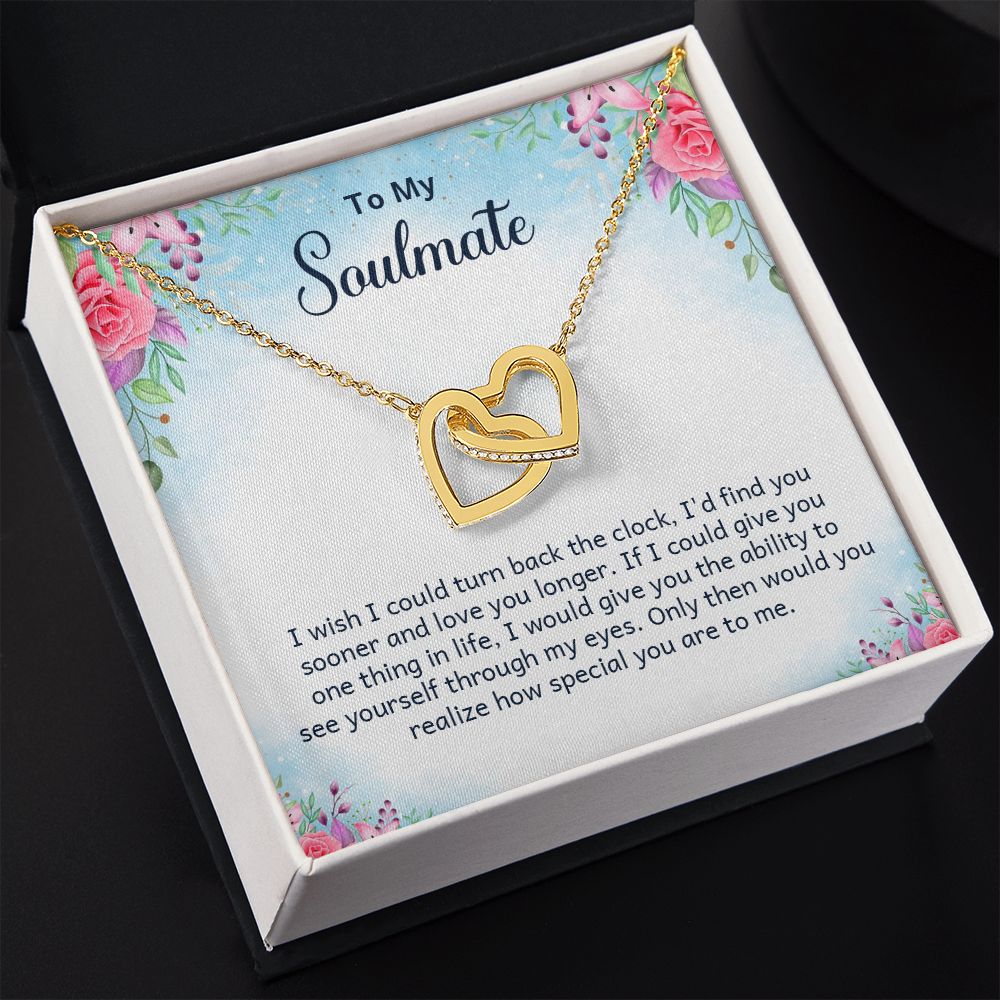 To My Soulmate Necklace for Women Birthday Christmas Jewelry Gifts For My Wife with Message Card Box Personalized Gift Present Pendant for Future Wife Soulmate Girlfriend Love 17 Interlocking Hearts Necklace