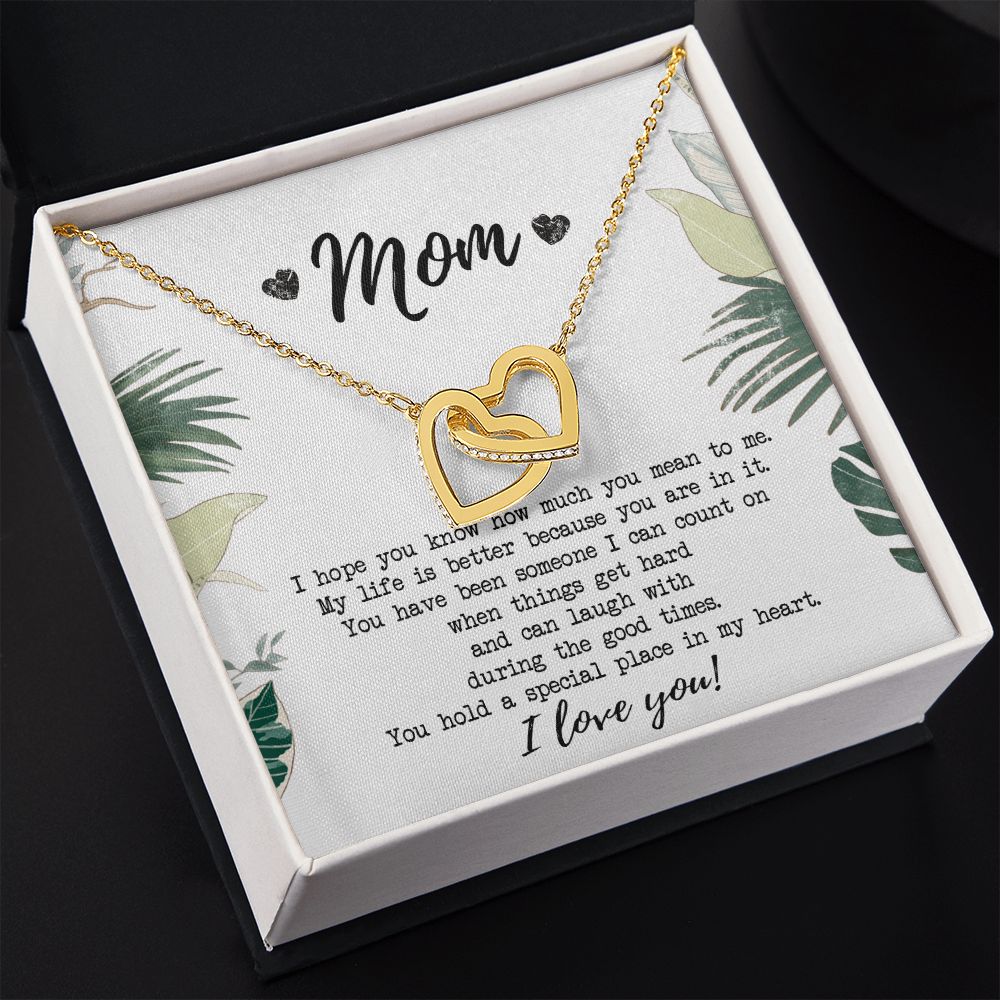 Mothers Day Gift, Gift for Mom, Birthday, Heart Necklace, Mother Daughter Necklace, Gifts for Mom from Daughter, from Son to Mom Interlocking Hearts Necklace