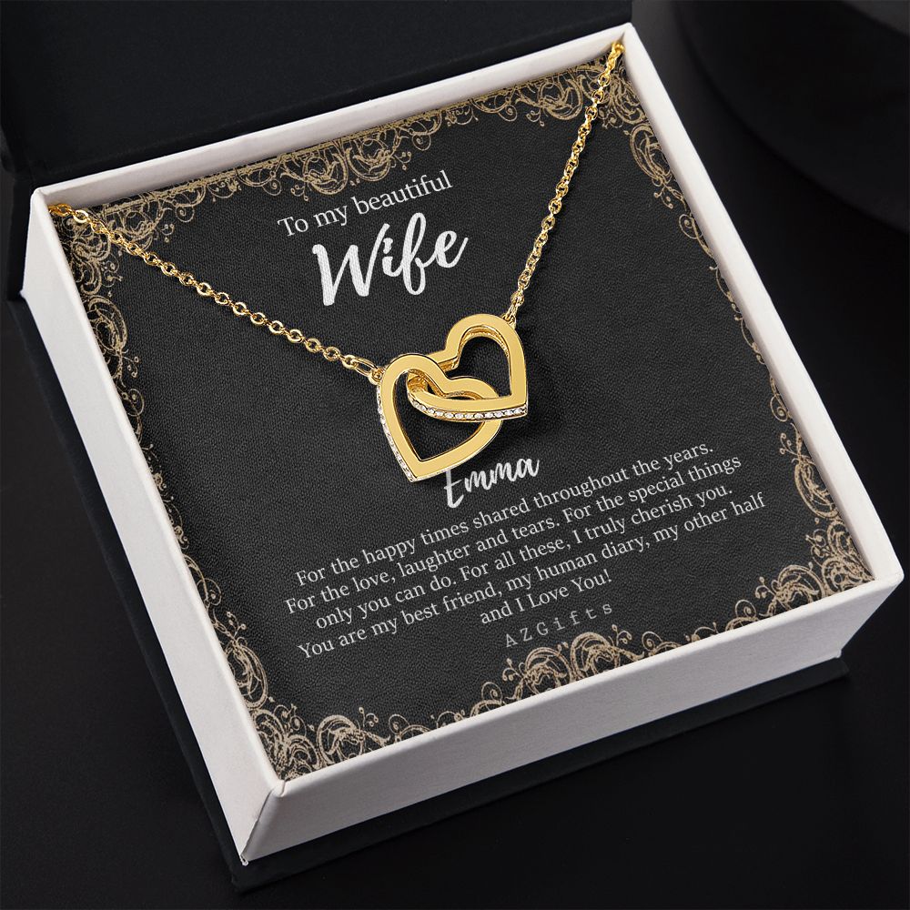 To My Wife Necklace from Husband, Personalized Necklace for Women, Luxury Necklace for Wife from Man Men, Wedding Anniversary Present For Wife, Beautiful Wife Jewelry Christmas Birthday Gifts For Wife9 Interlocking Hearts Necklace