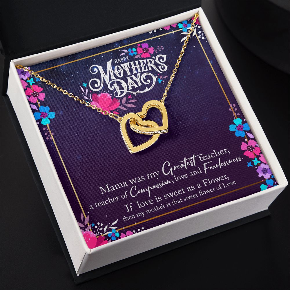To My Mom Mother Necklace Pendant Gìt From Daughter Or Son Happy Mothers Day Mama Was My Greatest Teacher With Message Card Gift For Mom Interlocking Hearts Necklace