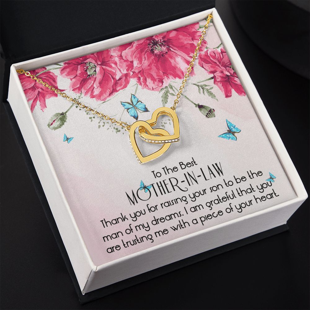 To The Best Mother In Law Necklace, Mother In Law Gifts, Mothers Day Gifts Necklace Interlocking Hearts Necklace