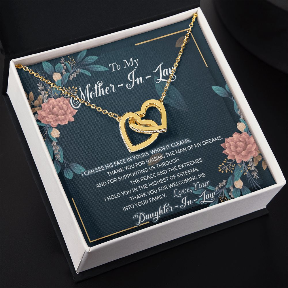Mother in Law Necklace, Jewelry for Women, Future Mother in Law Gifts from Daughter in Law, Mother of Bride Gifts For Mother in Law, Birthday Gifts For Mother In Law From Daughter In Law2 Interlocking Hearts Necklace