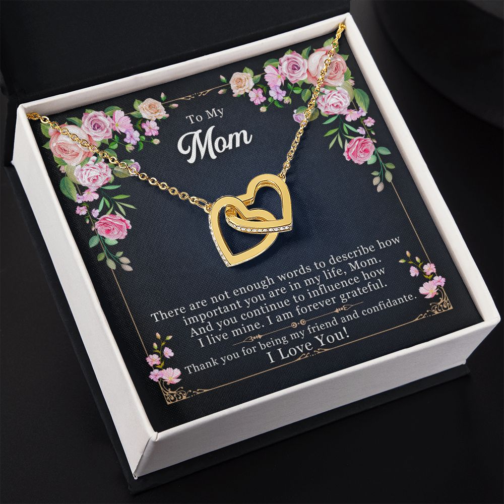 To My Mom Necklace Pendant Gift From Daughter Thank You For Being My Friend And Confidant With Message Card Gift For Mom Interlocking Hearts Necklace