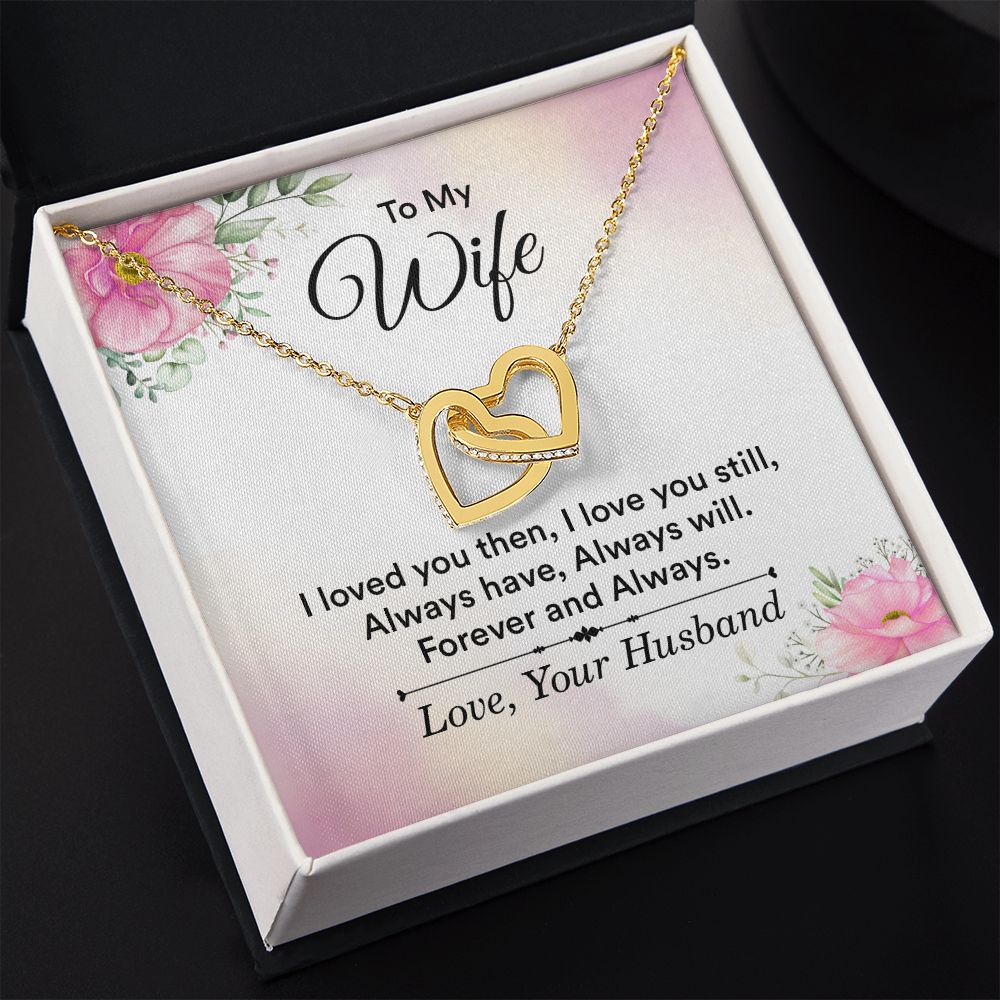 Birthday Gifts For Wife, Necklace Gifts For Wife From Husband, To My Wife Jewelry For Women , To My Wife Necklace  from Husband Wedding Anniversary Present For Wife, Beautiful Wife Jewelry Christmas27 Interlocking Hearts Necklace